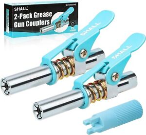 SHALL Grease Gun Coupler 2Pcs,w/Grease Fittings Cleaner,10000PSI Grease Gun Tips