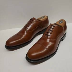 BROOKS BROTHERS GOLDEN FLEECE TAN LEATHER CAP TOE DRESS SHOES Size 12D ITALY - Picture 1 of 10