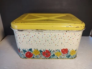 Vintage Tin Floral Metal Bread Box NC Colorware - Picture 1 of 15