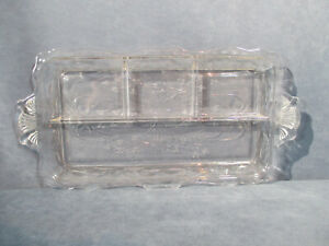 Beautiful Cut Glass Vintage Divided Relish Tray  Serving Dish 3 Sections