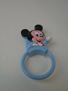 Vintage Disney Baby Mickey Mouse rattle Infant Baby Toy Blue plastic 1980s - Picture 1 of 5