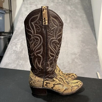 Botas de Vaquero Dan Post De Colección Para Mujer 5.5 C Pitón Piel de Serpiente Botas Occidentales Exóticas Foto 1 de 4
