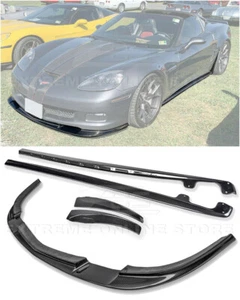 For 05-13 Corvette C6 Z06 | ZR1 Style CARBON FIBER Side Skirt Front Splitter Lip - Picture 1 of 12