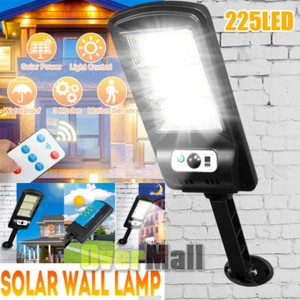 Solar Power 225 LED Lights PIR Motion Sensor Outdoor Security Lamp Wall Remote - Picture 1 of 19
