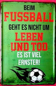 Letrero de chapa 20x30 fútbol va por la vida + muerte es bar serio dicho divertido  - Imagen 1 de 1
