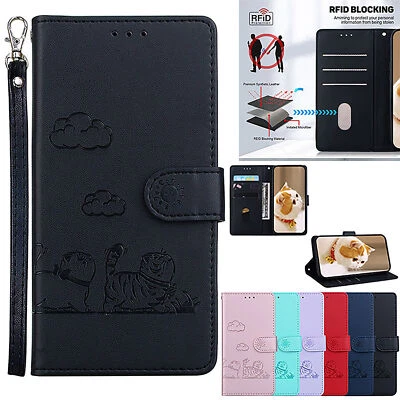 Leather Cat Wallet Phone Case For Samsung A40 A70S A50 A30 A40 A90 A10 A20 A10S - Image 1 of 4