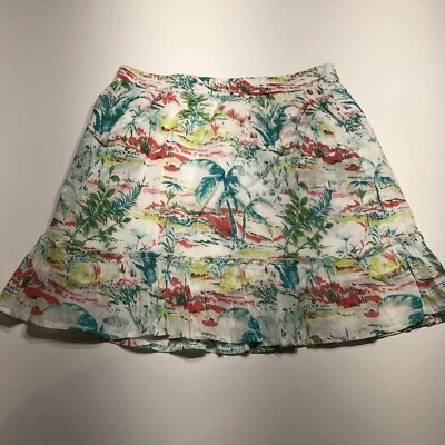 Sigrid Olsen Mini A-Line Skirt Tropical Hawaiian Beach Summer Cotton Size Medium - Image 1 of 4
