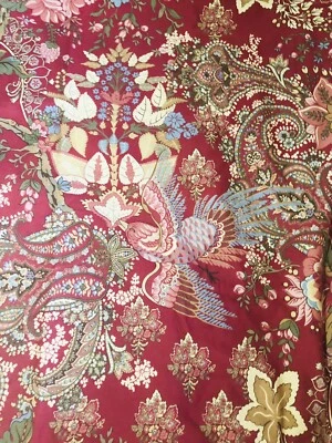 POTTERY BARN Full Queen Duvet Cover Caesarea Red Paisley Birds Gorgeous Boho - Image 1 of 4