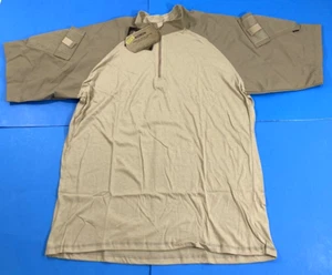 TRU-SPEC MENS XL REGULAR SHORT SLEEVE 1/4 ZIP COMBAT SHIRT 2513 KHAKI XL REG - Picture 1 of 2