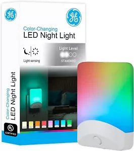GE Color-Changing LED Night Light Plug Into Wall Dusk to Dawn Sensor Ambient ... - Picture 1 of 3