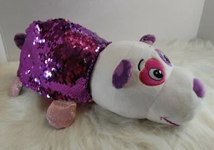 FlipaZoo Flipquin Gu Gu Sequin Purple Panda Mabli Monkey Plush 12" Reversible - Picture 1 of 12