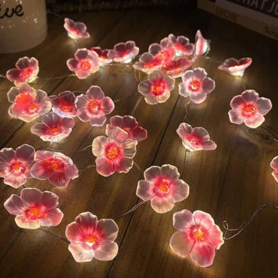 2M 20LEDS Cherry Fairy Lights Pink Flower String Lamp Night Lights Xmas Decor - Image 1 of 4
