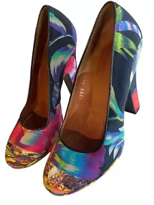 Dries Van Noten Women Pump Shoes Sz 38.5 Made Italy Heels Floral Colorful As Is - Picture 1 of 24