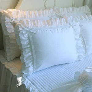 2pcs embroidery ruffle lace pillow case luxury pillow cover sweet bow princess - Picture 1 of 3