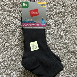 1 PACK - HANES 6 PAIR WOMEN'S BLACK X-TEMP COMFORT FIT ANKLE SOCKS SIZE 8-12 - Picture 1 of 5