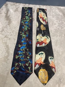 Vtg Dr Seuss Set of 2 Classic Novelty Neck Ties Yertle The turtle & Cat N Hat  - Picture 1 of 14