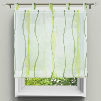 Transparent Raffrollo Wellenmuster Raffgardine mit Schlaufen Voile Küche Modern - Bild 1 von 4