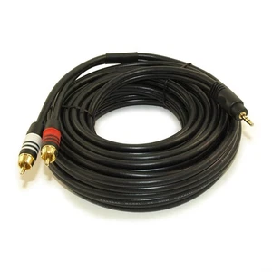 25ft 3.5mm Premium Mini-Stereo TRS Male to 2 RCA Male Audio/Speaker Cable - Picture 1 of 3