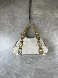 Just Cavalli Gold Monogram Y2K Logo Print Metallic Snake Trim Shoulder Purse Bag - Picture 1 of 15