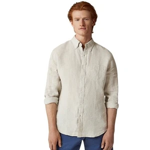J. Crew Mens Linen Button Down Shirt Medium Long Sleeve Casual Top NWOT $98 - Picture 1 of 9