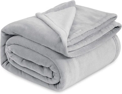 Bedsure GentleSoft Fleece Blankets King Size (108 x 90), Light Grey  - Image 1 of 4