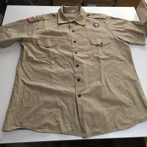Boy Scouts of America BSA Mens XL Short Sleeve Button Shirt Tan - Picture 1 of 10