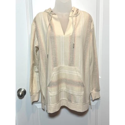 Sudadera con capucha pulóver a rayas cuello en V C&C California para mujer mediana hippie Foto 1 de 4