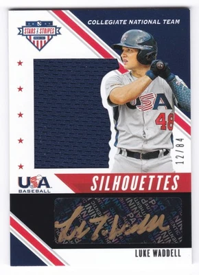 2020 Stars Stripes USA Luke Waddell Auto Silhouettes Signatures Jersey Prime /84 - Image 1 of 2