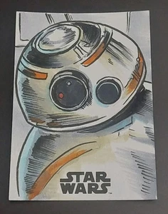 2017 Topps Star Wars: Gli Ultimi Jedi BB-8 Sketch Art Card di Dan Gorman 1/1 - Foto 1 di 2