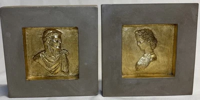 VTG Mar Co M.A.C Sculpture Inc #642 Roman Man & Woman Wall Plaque California Set - Image 1 of 4