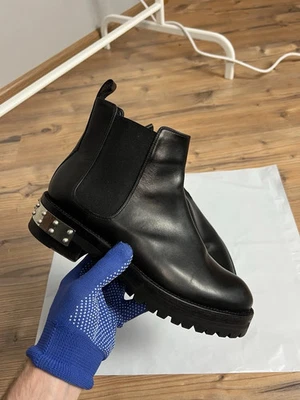 Alexander Mcqueen Hobnail Black Studded Leather Combat Ankle Boots Size 37.5 - Image 1 of 4