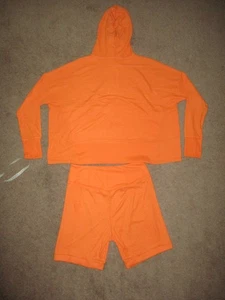 Waffelstrick Hoodie und passende Shorts orange 27" über Brust Active Fitness Lou - Bild 1 von 13
