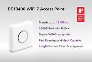 NETGEAR WBE758-111NAS – Cloud Managed WiFi 7 Tri-Band Access Point – Pro AV WiFi - Picture 1 of 12