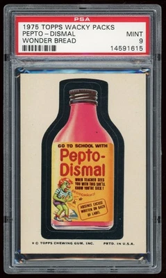 1975 Topps Wacky Packages Sticker Pepto Dismal Wonder Bread 3rd PSA 9 - Image 1 of 2