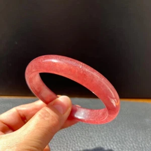 Innendurchmesser 58,5 mm Original Natur Eis Rot Erdbeere Quarz Edelsteine Armreif AAA - Bild 1 von 6