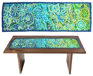 ABORIGINAL TABLE RUNNER - 150x45cm -COTTON -CEDRIC VARCOE -AUSTRALIA, INDIGENOUS - Picture 1 of 3