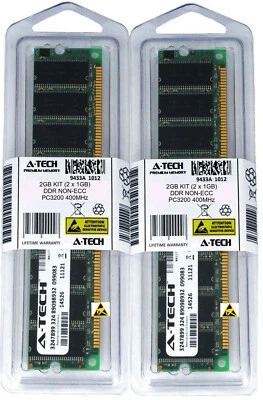 A-Tech 2GB 2 x 1GB PC3200 DDR 400 MHz Desktop DDR1 DIMM 184-Pin Memory RAM 2G 1G - Image 1 of 2
