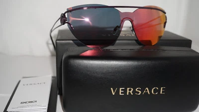 Versace новый солнцезащитные очки черный металлический без оправы оранжевый зеркало VE2186 14156Q 38 140 - Изображение 1 из 4