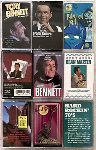 9 Vintage Cassettes & Case! Elvis! Frank! Dean! Tony! Classic Rock! Christmas! - Picture 1 of 24