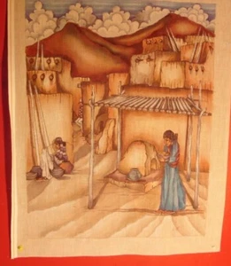 Handpainted Needlepoint Canvas - Native Mountain City - Southwestern - Picture 1 of 1