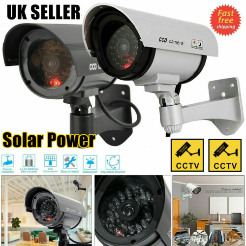 1 2 4 X Solar Dummy CCTV Security Fake Camera LED Light Surveillance Anti Theft