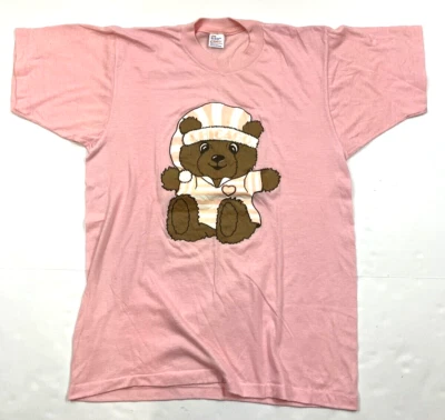 Vintage 80s Chicago Teddy Bear Souvenir Tee Tshirt Womens L Made in USA - Image 1 of 4