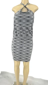Athleta schwarz grau Träger Neckholder Y Rücken Nylonmischung sportlich Badekleid S - Bild 1 von 12