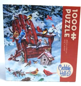 Christmas 1000 Piece Puzzle NEW OPEN Featuring Winter Birds Cardinal Bluejay  - Picture 1 of 8
