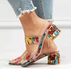Brand New! Women's Fashionable Rhinestone Sandals w Chunky Heel. “Size 8”/CN 40 - Bild 1 von 9