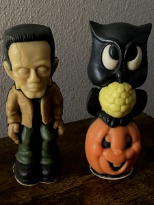 Vtg Halloween Wizard Air Freshener Decorative Owl/Pumpkin & Frankenstein 1986 - Picture 1 of 4