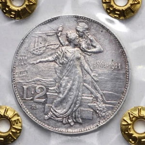 KÖNIGREICH ITALIEN 2 Lire 1911 50 Jahre Silber - Gutachten SPL - Bild 1 von 3