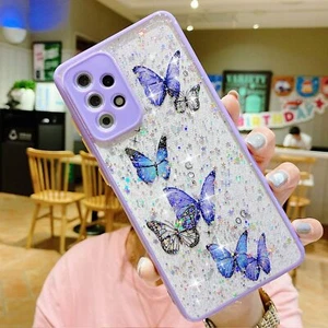 For Samsung Galaxy A53 5G Full Body Butterfly Bling Shiny Slim Case + Glass - Picture 1 of 26