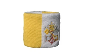 Schweißband Fahne Flagge Vatikan 2er Set - 7x8cm Armband für Sport - Picture 1 of 1