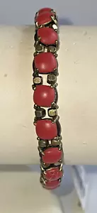 FOSSIL MARKE STEINARMBAND HALBEDELPFEFFERROT - Bild 1 von 5